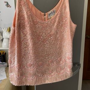 Vintage Pink Sequin Top